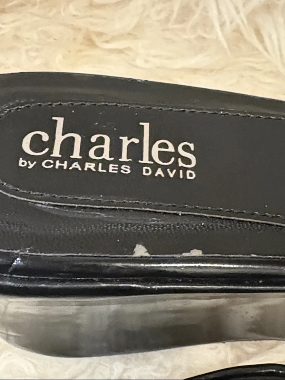 Charles by Charles David Black Patent Platform Slide Sandals 9